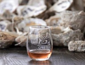 Wine glass and oysters